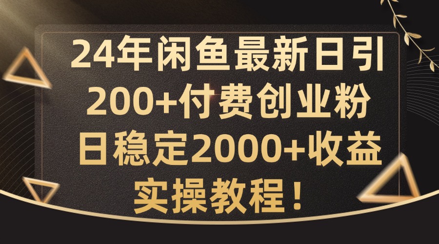 24年闲鱼最新日引200+付费创业粉日稳2000+收益，实操教程【揭秘】-天娱网创
