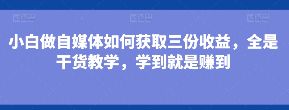 小白做自媒体如何获取三份收益，全是干货教学，学到就是赚到-天娱网创