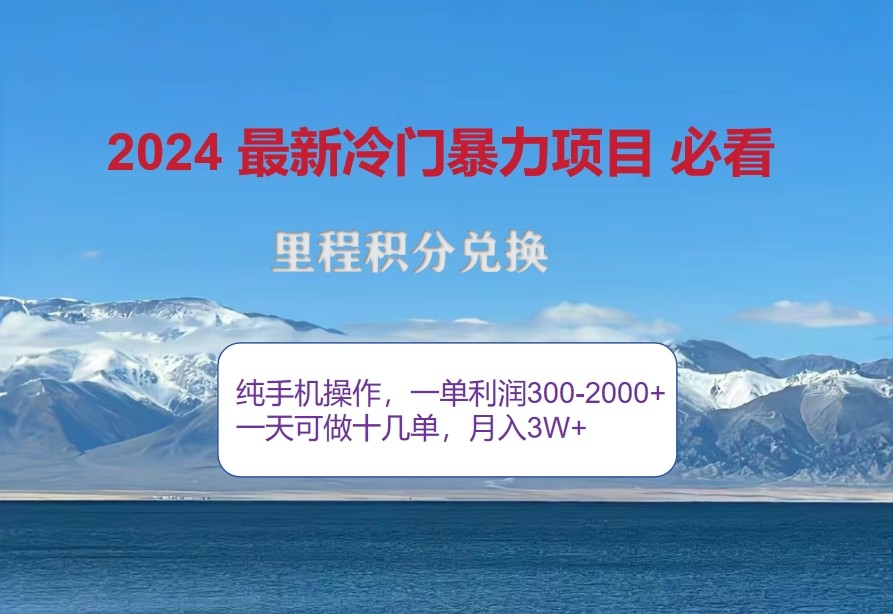 2024惊爆冷门暴利，里程积分最新玩法，高爆发期，一单300+—2000+-天娱网创