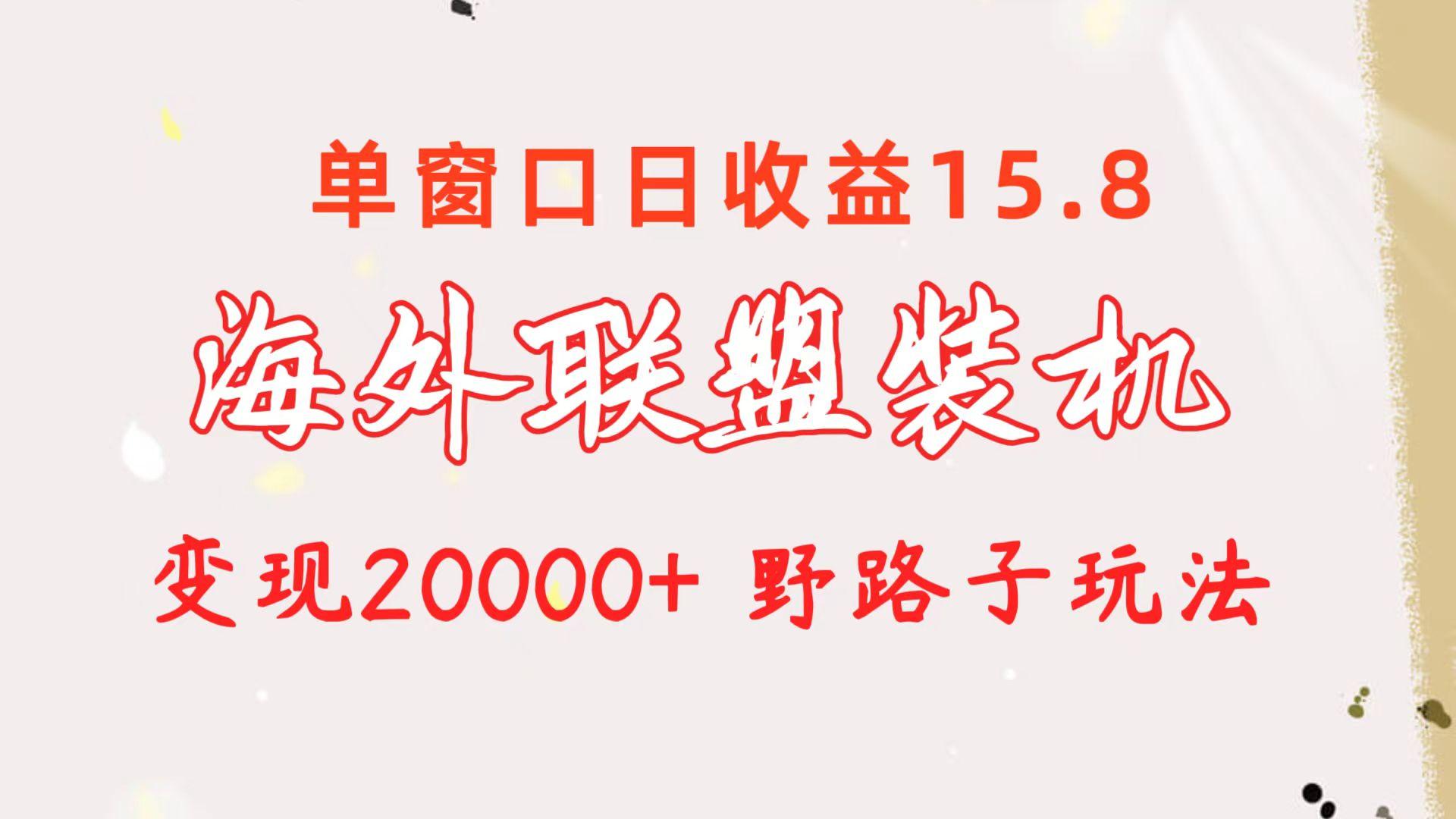 海外联盟装机 单窗口日收益15.8  变现20000+ 野路子玩法-天娱网创