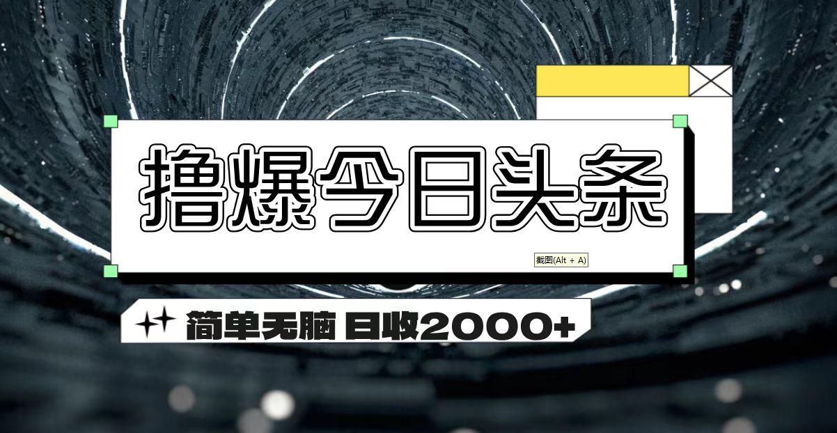 撸爆今日头条 简单无脑操作 日收2000+-天娱网创