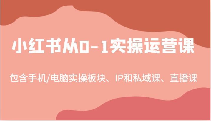 小红书从0-1实操运营课，包含手机/电脑实操板块、IP和私域课、直播课(97节)-天娱网创