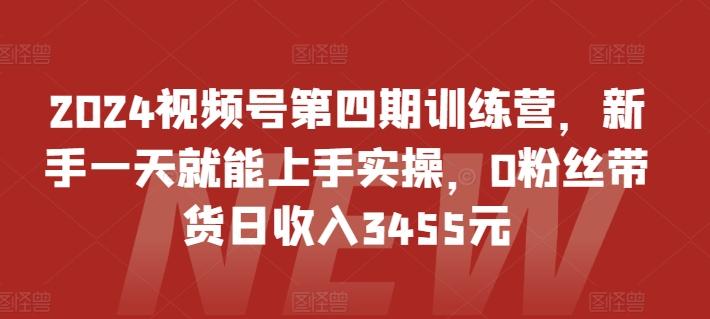 2024视频号第四期训练营，新手一天就能上手实操，0粉丝带货日收入3455元-天娱网创