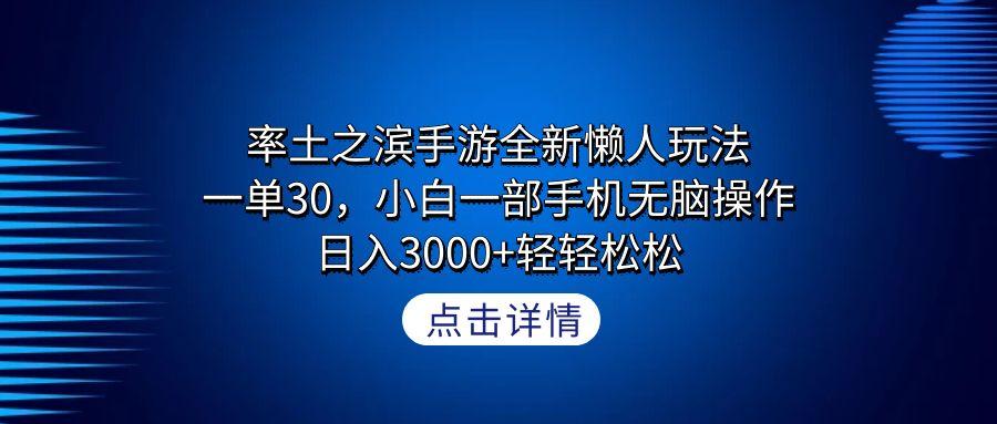 率土之滨手游全新懒人玩法，一单30，小白一部手机无脑操作，日入3000+轻...-天娱网创