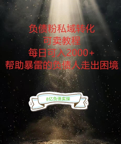 负债粉掘金计划，帮助负债者解决问题，债务规划，债务重组，最好的变现方式【揭秘】-天娱网创