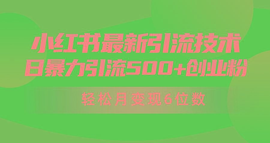 (9871期)日引500+月变现六位数24年最新小红书暴力引流兼职粉教程-天娱网创