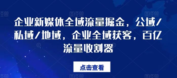 企业新媒体全域流量掘金，公域/私域/地域，企业全域获客，百亿流量收割器-天娱网创