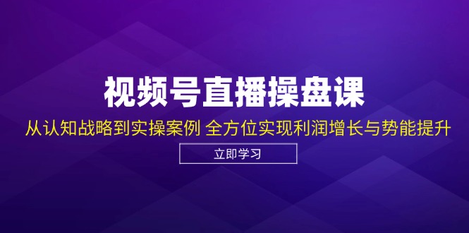 视频号直播操盘课，从认知战略到实操案例 全方位实现利润增长与势能提升-天娱网创
