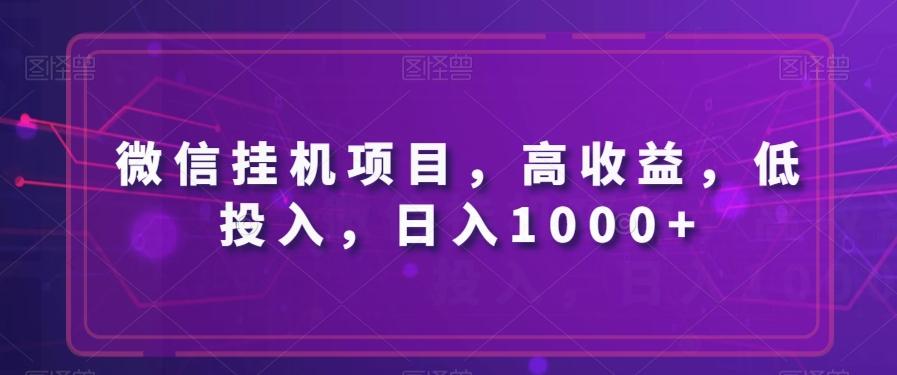 微信挂机项目，高收益，低投入，日入1000+-天娱网创