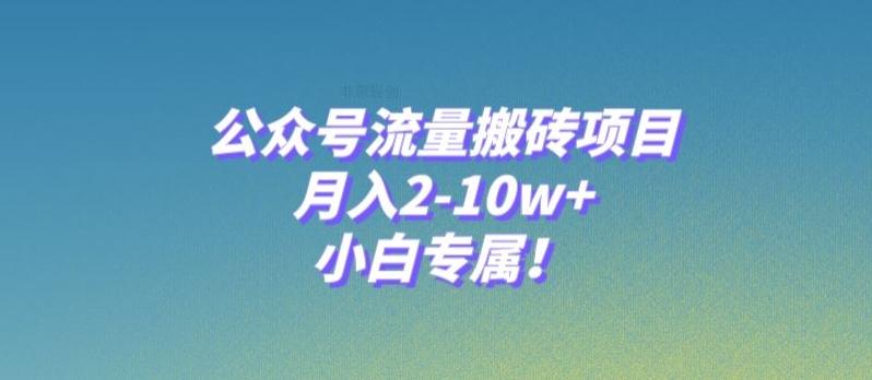 公众号流量搬砖项目，月入2-10w+，小白专属！-天娱网创