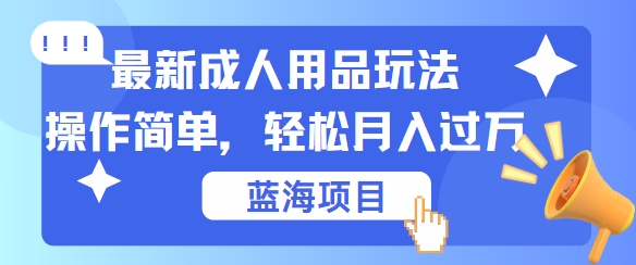 最新成人用品项目玩法，操作简单，动动手，轻松日入几张【揭秘】-天娱网创
