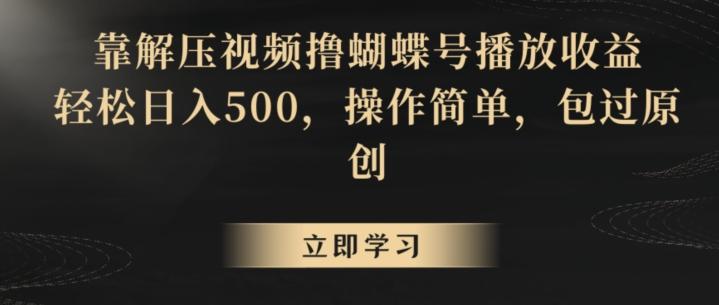 靠解压视频撸蝴蝶号播放收益，轻松日入500，操作简单，包过原创【揭秘】-天娱网创