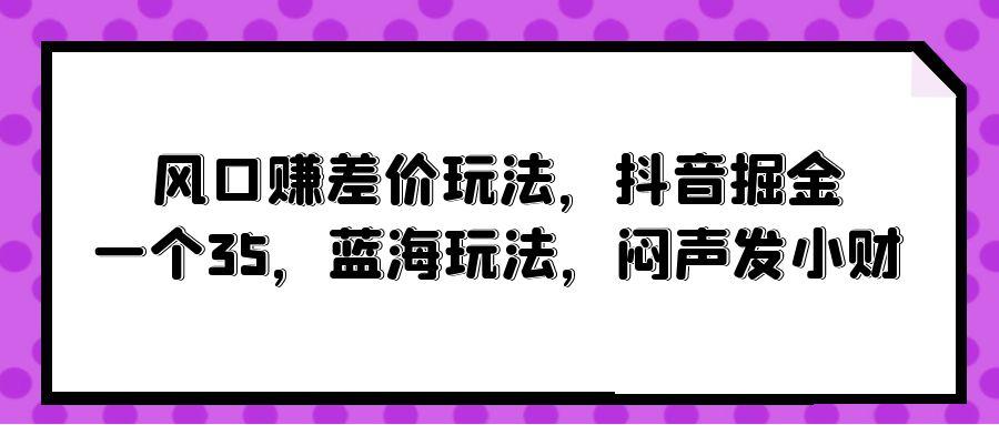 (10022期)风口赚差价玩法，抖音掘金，一个35，蓝海玩法，闷声发小财-天娱网创