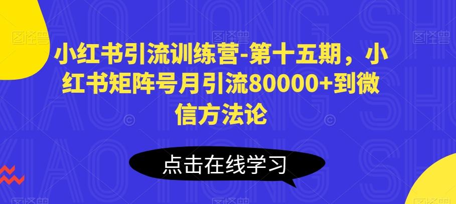 小红书引流训练营-第十五期，小红书矩阵号月引流80000+到微信方法论-天娱网创