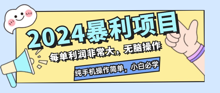 2024暴利项目，每单利润非常大，无脑操作，纯手机操作简单，小白必学项目-天娱网创