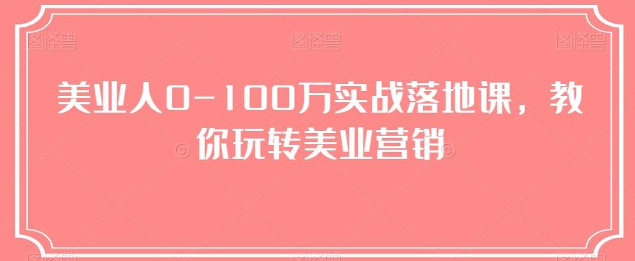美业人0-100万实战落地课，教你玩转美业营销-天娱网创