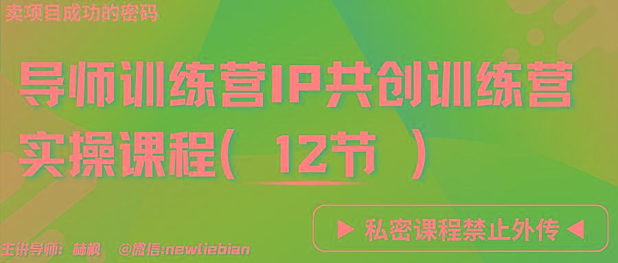 导师训练营3.0IP共创训练营私密实操课程(12节)-卖项目的密码成功秘诀-天娱网创