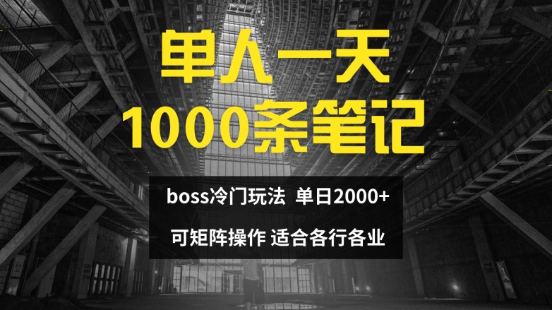 单人一天1000条笔记，日入2000+，BOSS直聘的正确玩法【揭秘】-天娱网创