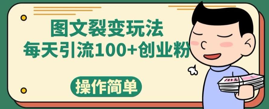 图文裂变玩法，每天引流100+创业粉，操作简单-天娱网创