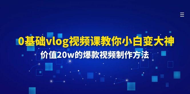 0基础vlog视频课教你小白变大神：价值20w的爆款视频制作方法-天娱网创