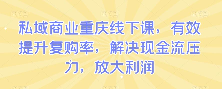 私域商业重庆线下课，有效提升复购率，解决现金流压力，放大利润-天娱网创