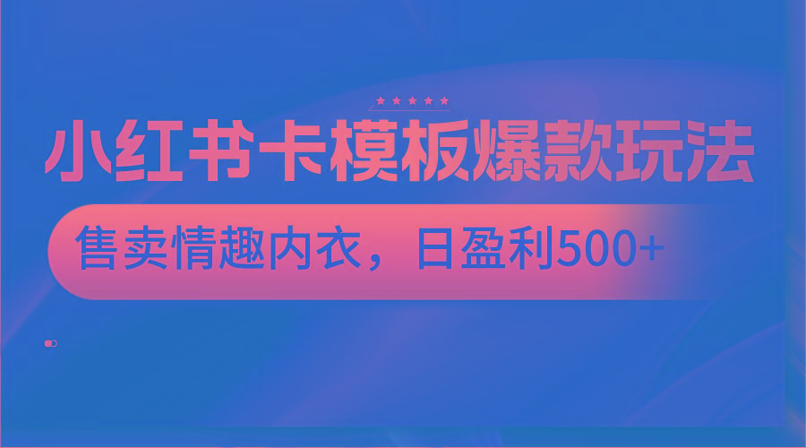 小红书卡模板爆款玩法，售卖情趣内衣，日盈利500+-天娱网创