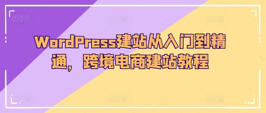 WordPress建站从入门到精通，跨境电商建站教程-天娱网创