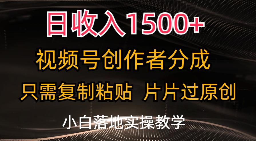 日收入1500+，视频号创作者分成，只需复制粘贴，片片过原创，小白也可...-天娱网创