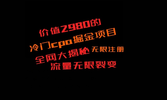 价值2980的CPA掘金项目大揭秘，号称当天收益200+，不见收益包赔双倍-天娱网创