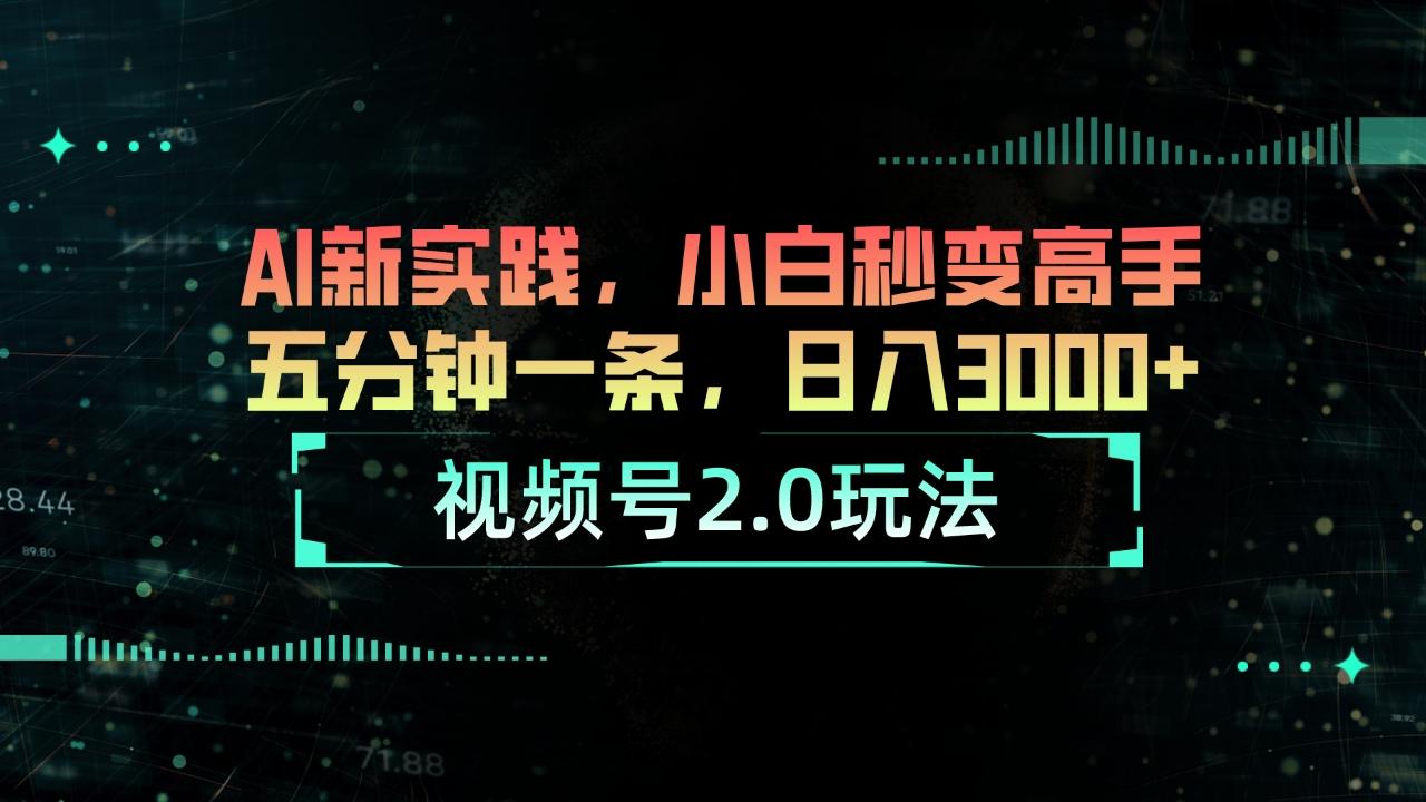 视频号2.0玩法 AI新实践，小白秒变高手五分钟一条，日入3000+-天娱网创