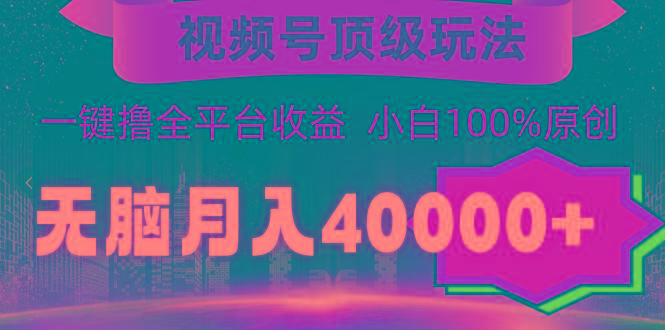 (9281期)视频号顶级玩法，无脑月入40000+，一键撸全平台收益，纯小白也能100%原创-天娱网创