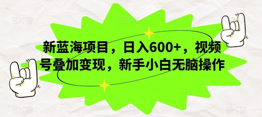 新蓝海项目，日入600+，视频号叠加变现，新手小白无脑操作【揭秘】-天娱网创