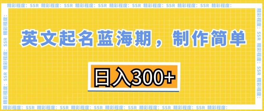英文起名蓝海期，制作简单，日入300+【揭秘】-天娱网创