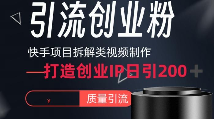 快手项目拆解类视频详细制作流程打造个人IP，单日引流200+高质量创业粉【揭秘】-天娱网创