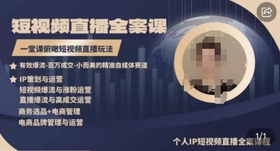 高品质IP短视频直播全案课程，一堂课俯瞰短视频直播玩法-天娱网创
