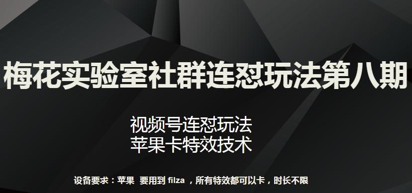 梅花实验室社群连怼玩法第八期，视频号连怼玩法 苹果卡特效技术【揭秘】-天娱网创