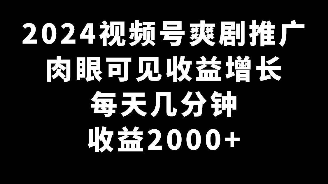 2024视频号爽剧推广，肉眼可见的收益增长，每天几分钟收益2000+-天娱网创