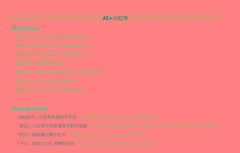图片[2]-(9351期)AI破局手册+教练分享合集：AI提示词/AI+小红书 /AI+公众号/AI+绘画/AI编程-天娱网创