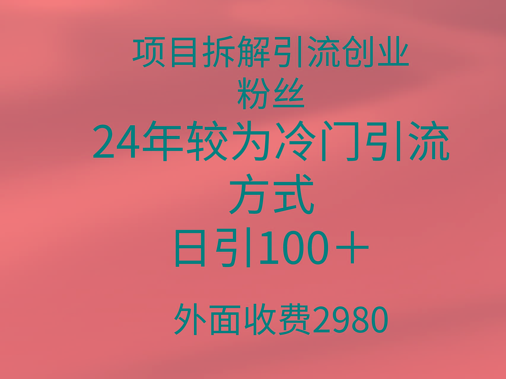 (9489期)项目拆解引流创业粉丝，24年较冷门引流方式，轻松日引100＋-天娱网创