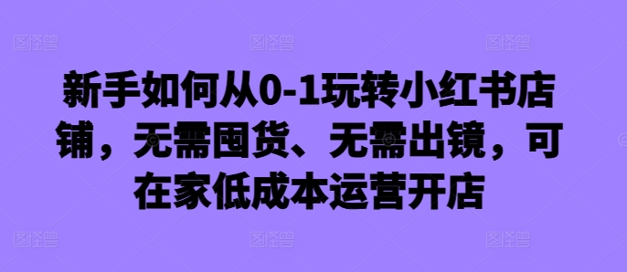 新手如何从0-1玩转小红书店铺，无需囤货、无需出镜，可在家低成本运营开店-天娱网创
