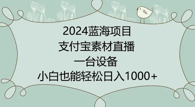 2024年蓝海项目，支付宝素材直播，无需出境，小白也能日入1000+ ，实操教程【揭秘】-天娱网创