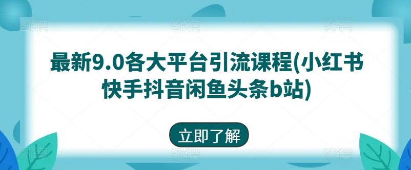 最新9.0各大平台引流课程(小红书快手抖音闲鱼头条b站)-天娱网创
