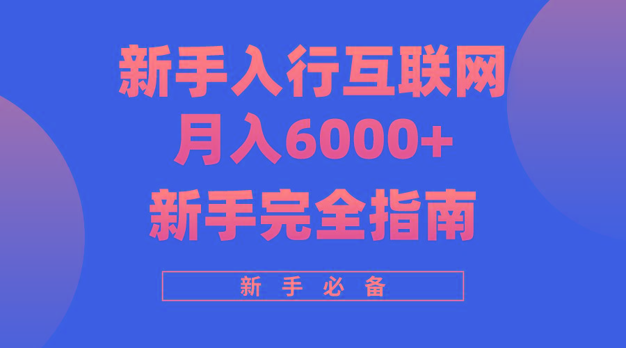 (10058期)互联网新手月入6000+完全指南 十年创业老兵用心之作，帮助小白快速入门-天娱网创