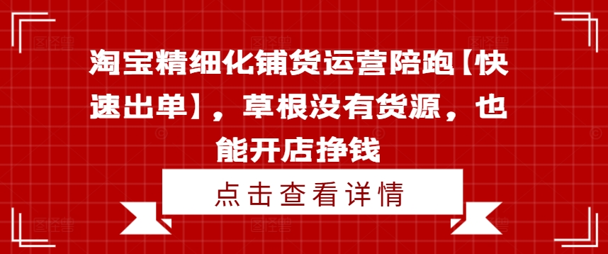 淘宝精细化铺货运营陪跑【快速出单】，草根没有货源，也能开店挣钱-天娱网创