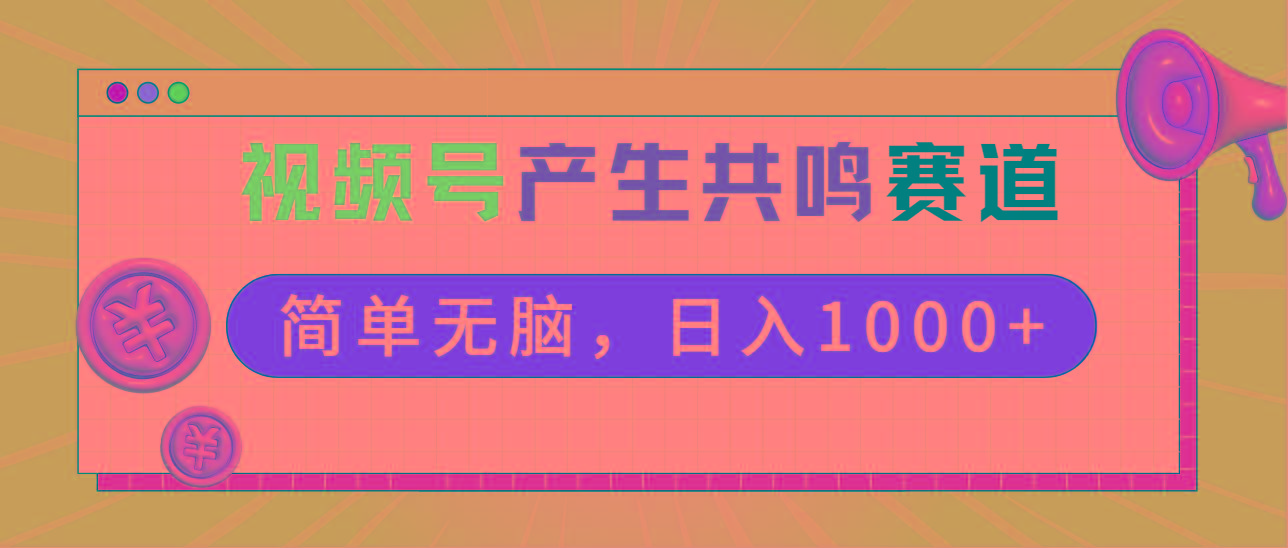 2024年视频号，产生共鸣赛道，简单无脑，一分钟一条视频，日入1000+-天娱网创