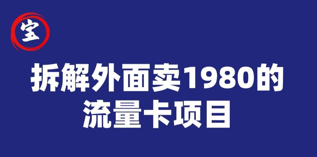 宝哥拆解外面卖1980手机流量卡项目，0成本无脑推广-天娱网创