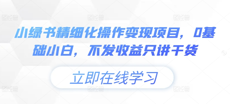 小绿书精细化操作变现项目,0基础小白,不发收益只讲干货