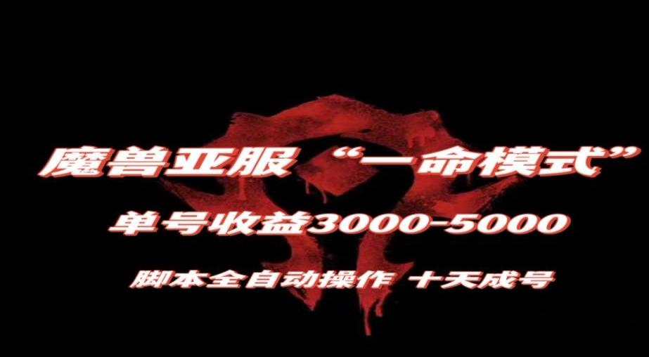 魔兽亚服一命模式，10天成号-单号3千-5千，脚本全自动操作，保姆级教学【揭秘】-天娱网创