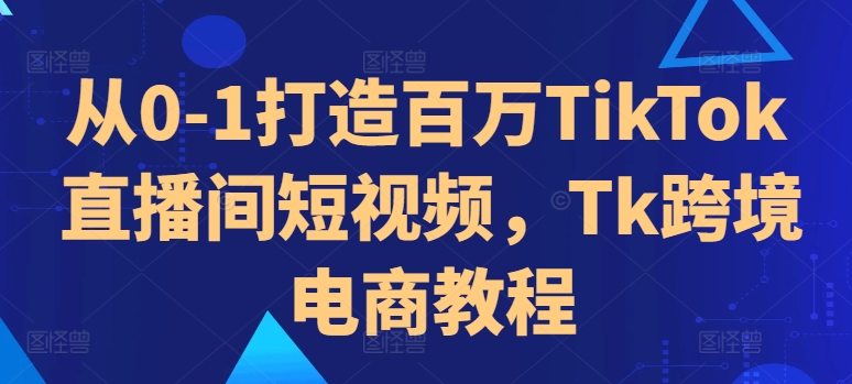 从0-1打造百万TikTok直播间短视频，Tk跨境电商教程-天娱网创