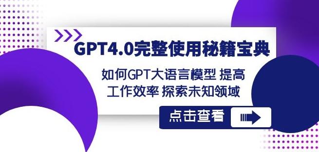GPT4.0完整使用-秘籍宝典：如何GPT大语言模型提高工作效率探索未知领域-天娱网创